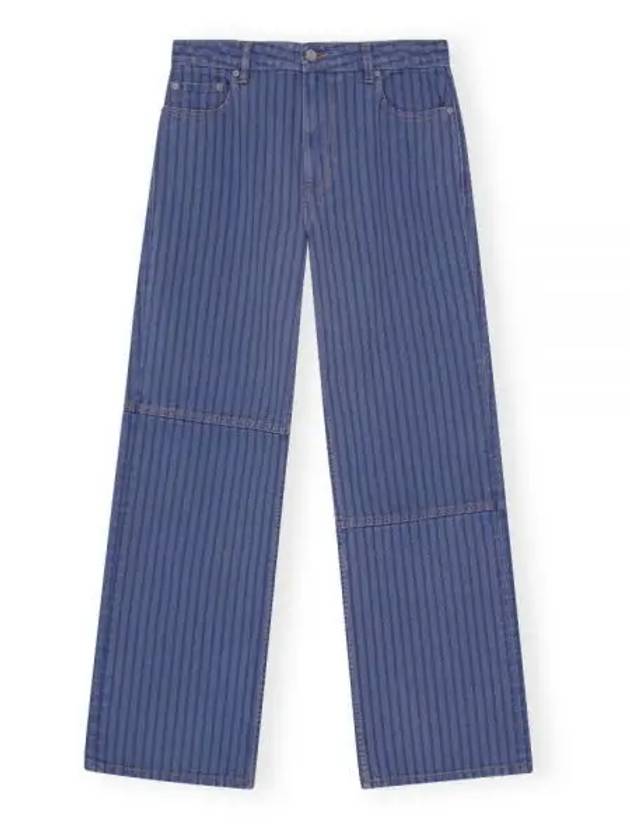 Striped Izey Straight Jeans Blue - GANNI - BALAAN 2