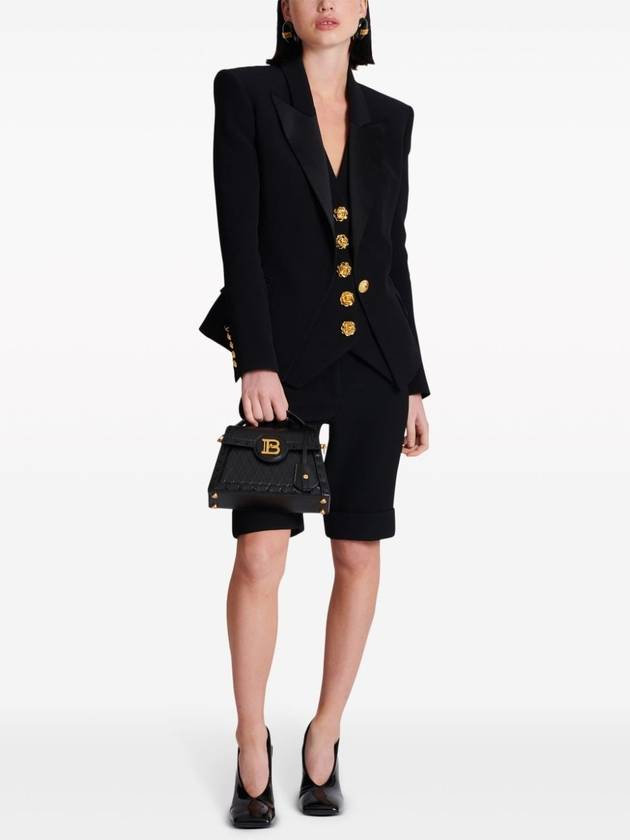 Button Crepe Blazer Jacket Black - BALMAIN - BALAAN 3