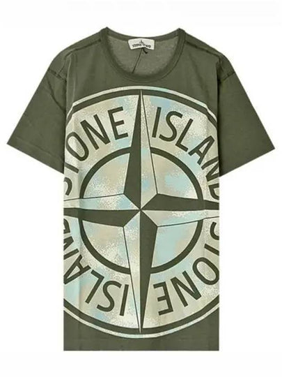 Men's Big Logo Camouflage Short Sleeve T-Shirt Green - STONE ISLAND - BALAAN 2