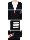 Men's Sustainable Classic Diagonal Wool Cardigan Navy - THOM BROWNE - BALAAN 5