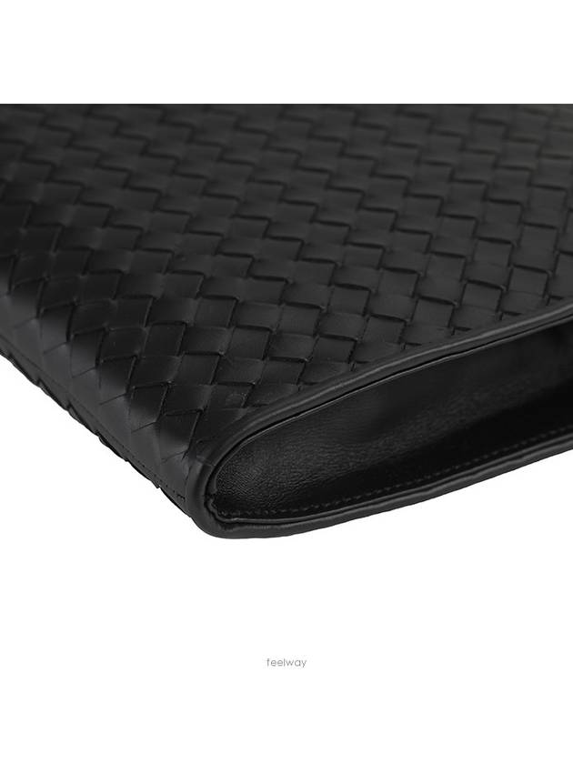 Intrecciato Weaving Zipper Clutch Bag Black - BOTTEGA VENETA - BALAAN 6