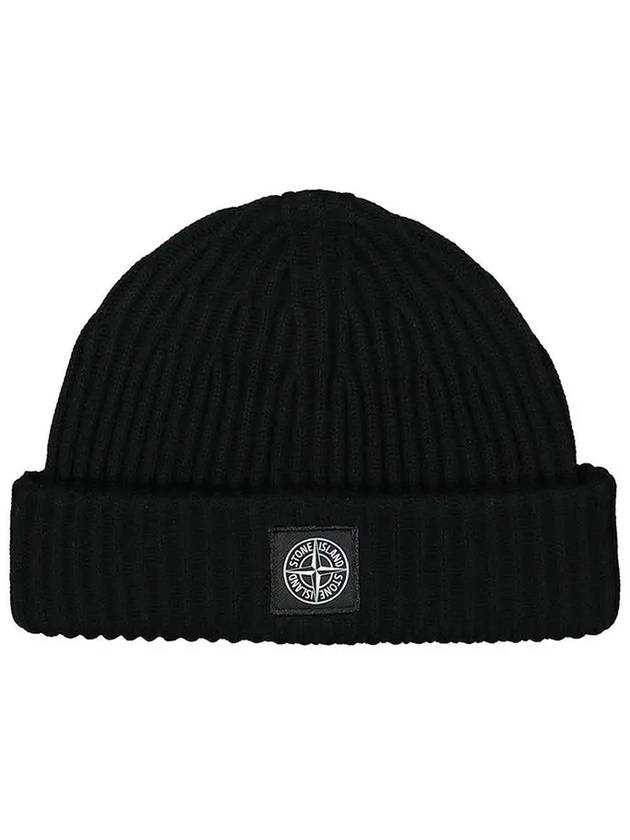 N22C3 Full Rib RWS Wool Beanie Black - STONE ISLAND - BALAAN 2