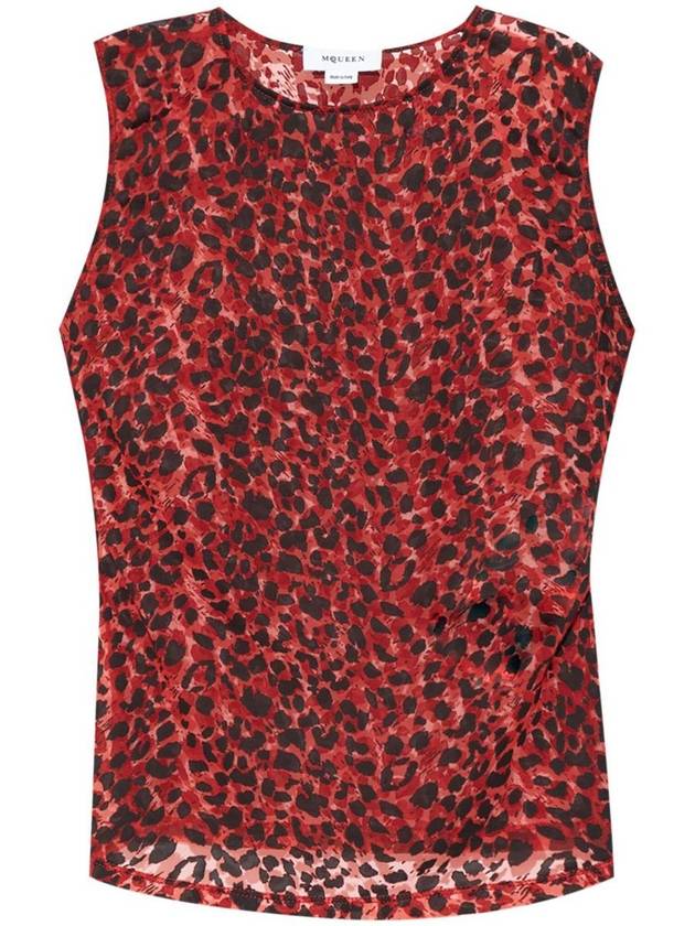 Alexander McQueen Semi-Sheer Leopard Print Top - ALEXANDER MCQUEEN - BALAAN 1