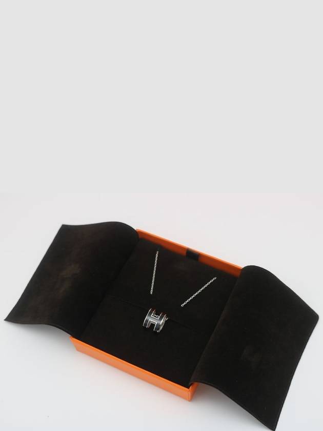 Pop H Pendant Silver Necklace Noir - HERMES - BALAAN 4