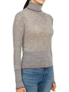 Women's Striped Trimmed Wool Turtleneck Gray - THOM BROWNE - BALAAN.