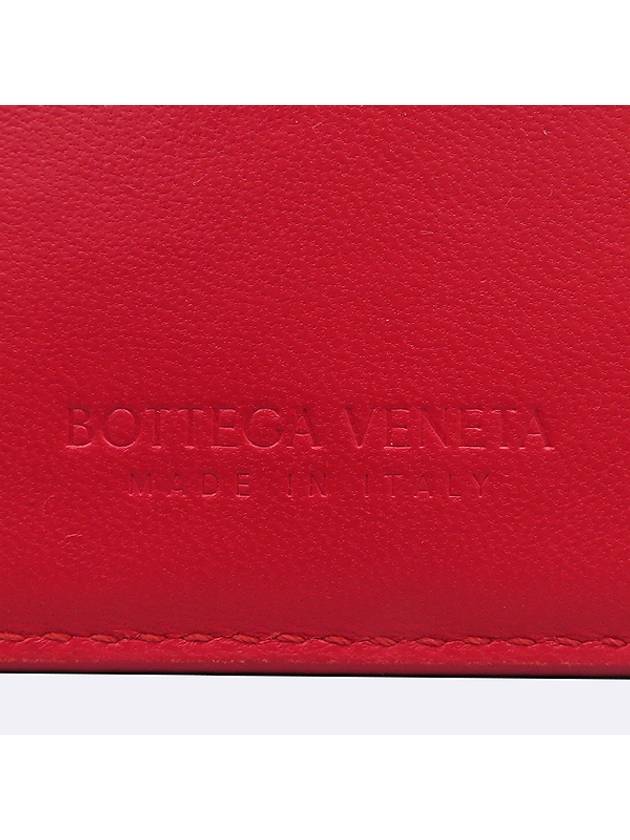 701446 Red color leather block padded card wallet - BOTTEGA VENETA - BALAAN 4