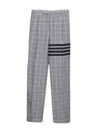 4 Bar Tartan Check Linen Slacks Grey - THOM BROWNE - BALAAN 2