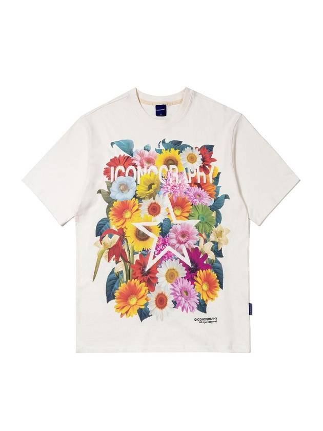 Surrealism Movemet Flower Star Short Sleeve T-Shirt Ivory - ICONOGRAPHY - BALAAN 2