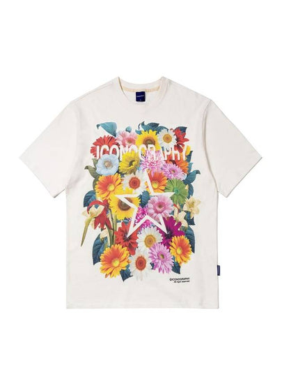 Surrealism Movemet Flower Star Short Sleeve T-Shirt Ivory - ICONOGRAPHY - BALAAN 2