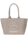 Yenky Zipper Logo Washed Cotton Tote Bag Light Grey - ISABEL MARANT - BALAAN 2