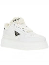 Triangle Logo Shearling Leather Low Top Sneakers White - PRADA - BALAAN 3