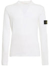 Men's Wappen Patch Cotton Knit Top White - STONE ISLAND - BALAAN 3