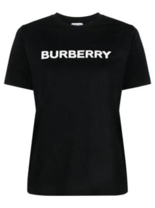 Logo Print Crew Neck Cotton Short Sleeve T-Shirt Black - BURBERRY - BALAAN 2