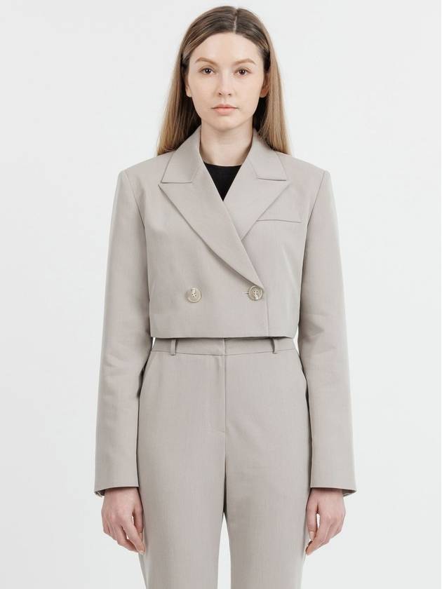 Colin Office Setup Double Button Peak Lapel Crop Short Jacket Grey Beige - RAMUSTUDIO - BALAAN 3