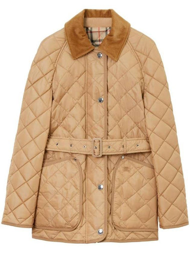 Diamond Quilted Nylon Jacket Beige - BURBERRY - BALAAN 1