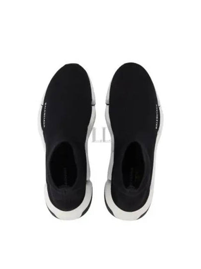 Women's Speed 2.0 Trainer Black Knit White Sole High Top Sneakers Black - BALENCIAGA - BALAAN 2