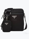 Triangle Logo Re-Nylon Saffiano Leather Cross Bag Black - PRADA - BALAAN 2