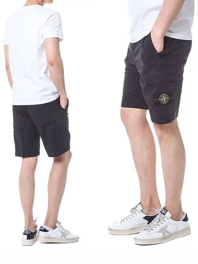 Men's Logo Patch Cargo Shorts Navy - STONE ISLAND - BALAAN 2