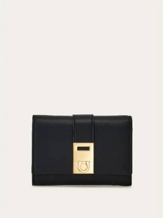 Hug Compact Two Tone Half Wallet Black - SALVATORE FERRAGAMO - BALAAN 2