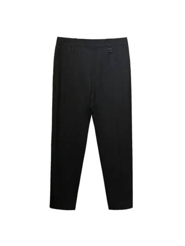 Men's Square Steel Logo Wool Crop Straight Pants Black - WOOYOUNGMI - BALAAN 1