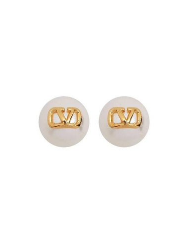 V Logo Earrings Gold - VALENTINO - BALAAN 1