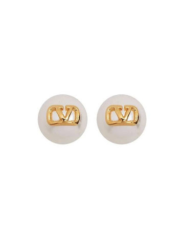 V Logo Earrings Gold - VALENTINO - BALAAN 1