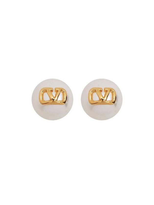 V Logo Earrings Gold - VALENTINO - BALAAN 1