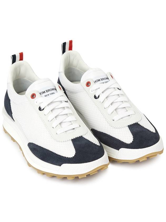 Fine Kid Suede Tech Runner Sneaker Navy - THOM BROWNE - BALAAN 4