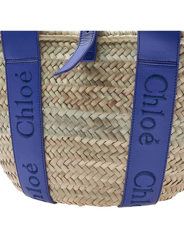 Sense Medium Raffia Basket Tote Bag Beige Blue - CHLOE - BALAAN 7