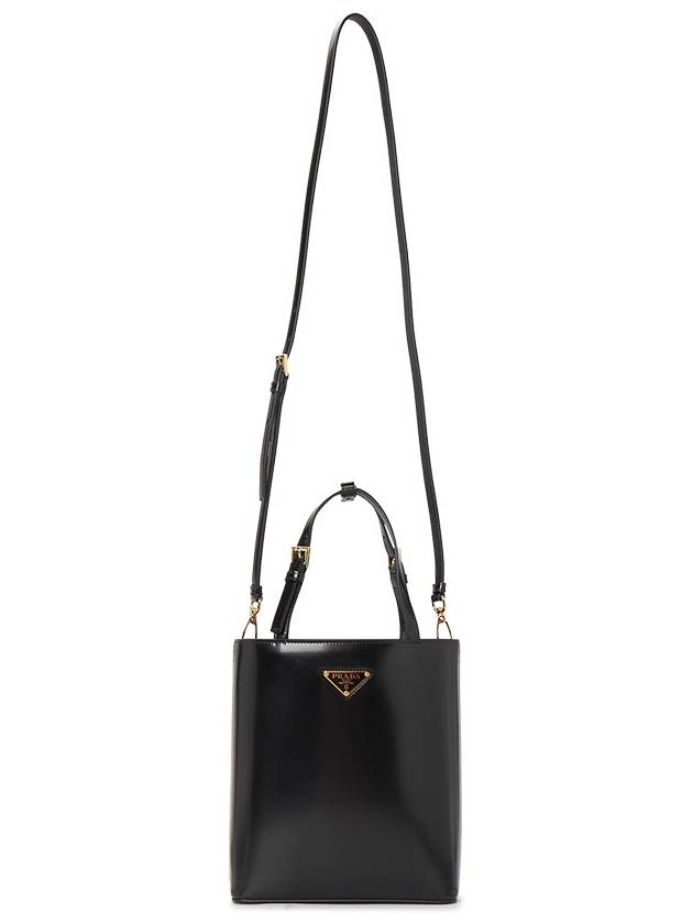 Brushed Leather Tote Bag Nero - PRADA - BALAAN 7