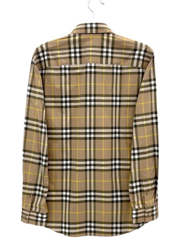 Men's Check Pattern Long Sleeve Shirt Beige - BURBERRY - BALAAN 3