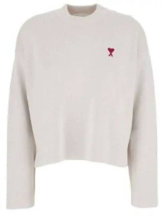 Red ADC Chain Stitch Heart Logo Knit Top Ivory - AMI - BALAAN 2