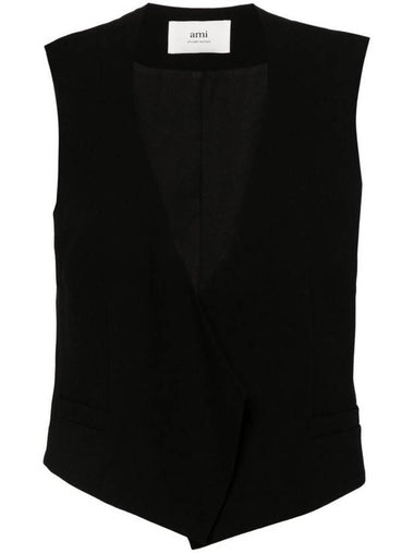 AMI Paris Open-Front Wool Vest - AMI - BALAAN 1