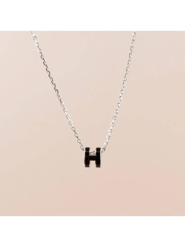 Mini Pop H Pendant Necklace Palladium Noir Silver - HERMES - BALAAN 2