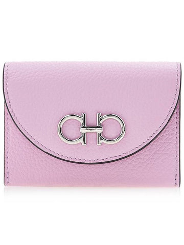 Ferragamo Women's Gancini Flap Card Wallet 22 0332 BUBBLE GUM 0763004 - SALVATORE FERRAGAMO - BALAAN 1