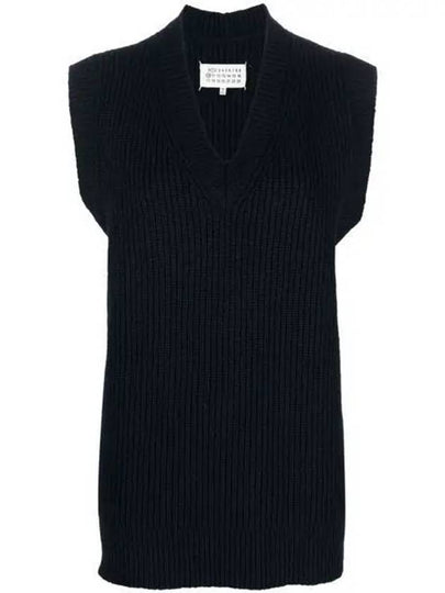 V-neck Knit Wool Vest Navy - MAISON MARGIELA - BALAAN 2