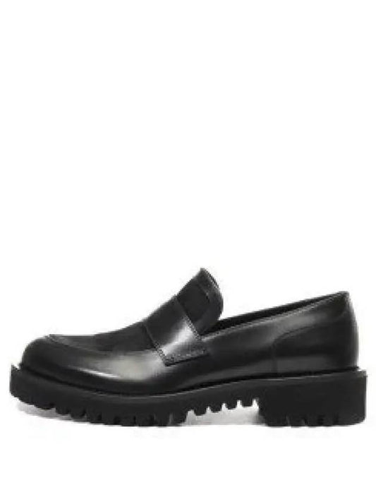 V Logo Chain Leather Loafers Black - VALENTINO - BALAAN 2