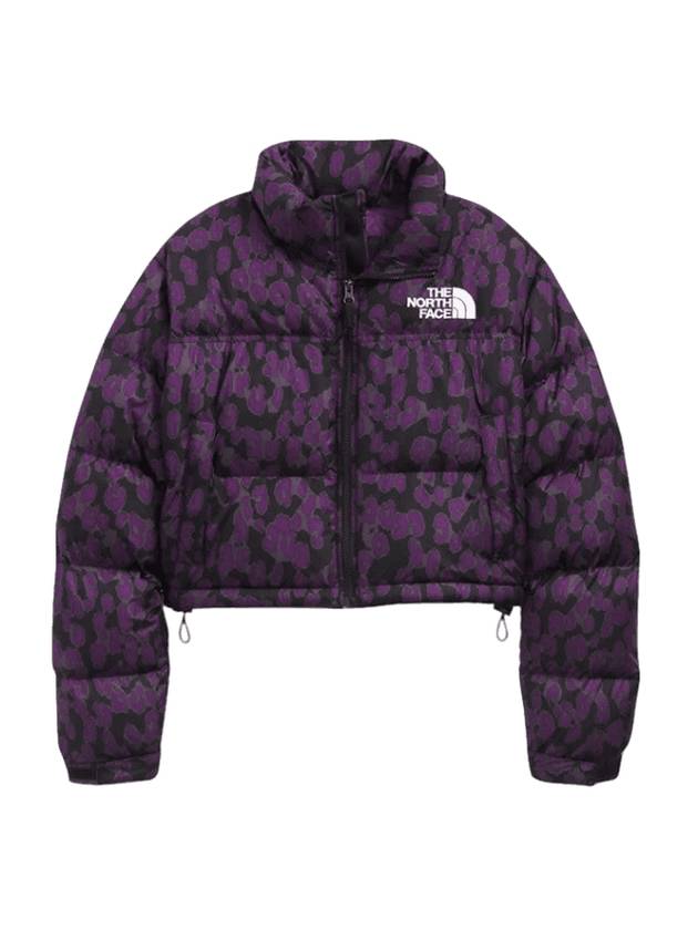 Leopard Print Nuptse Crop Short Padding Gravity Purple - THE NORTH FACE - BALAAN 1