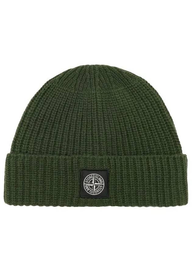 Wappen Patch Wool Beanie Olive - STONE ISLAND - BALAAN 2