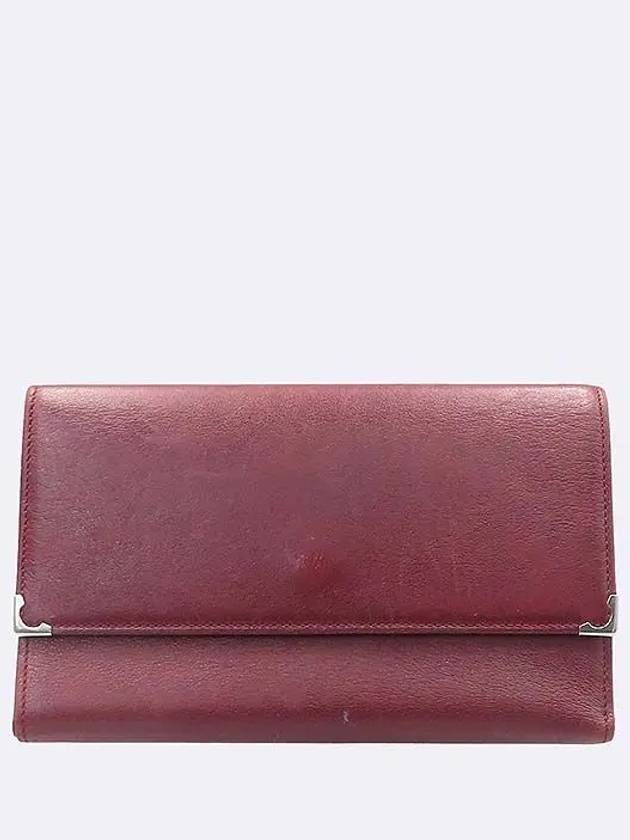 Wine leather ruby line flap long wallet - CARTIER - BALAAN 2