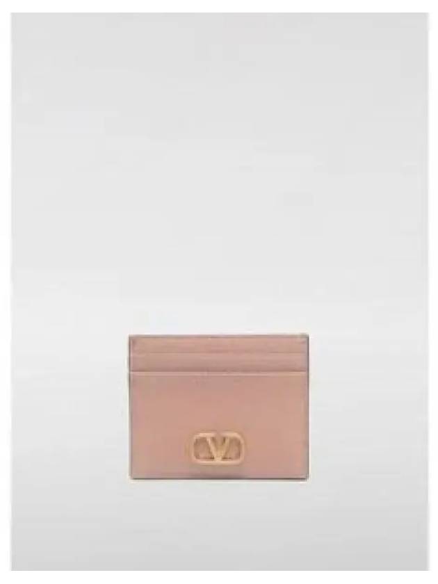 V Logo Signature Card Wallet Rose Cannelle - VALENTINO - BALAAN 2