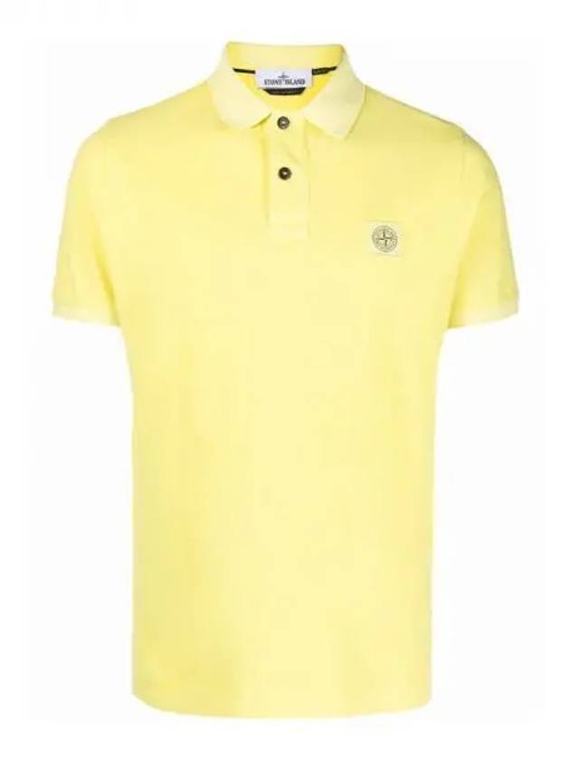 Men's Logo Patch Cotton Short Sleeve Polo Shirt Light Yellow - STONE ISLAND - BALAAN 2