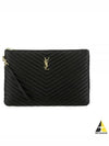 Gold Monogram Document Holder In Matelasse Leather Black - SAINT LAURENT - BALAAN 2