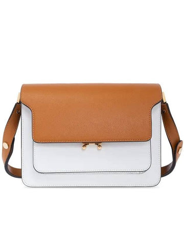 Color Block Trunk Cross Bag White Brown - MARNI - BALAAN.