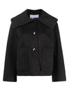 Wool Wide Collar Jacket Black - GANNI - BALAAN 2