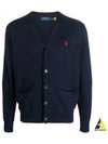 V-Neck Embroidery Logo Cardigan Navy - POLO RALPH LAUREN - BALAAN 2