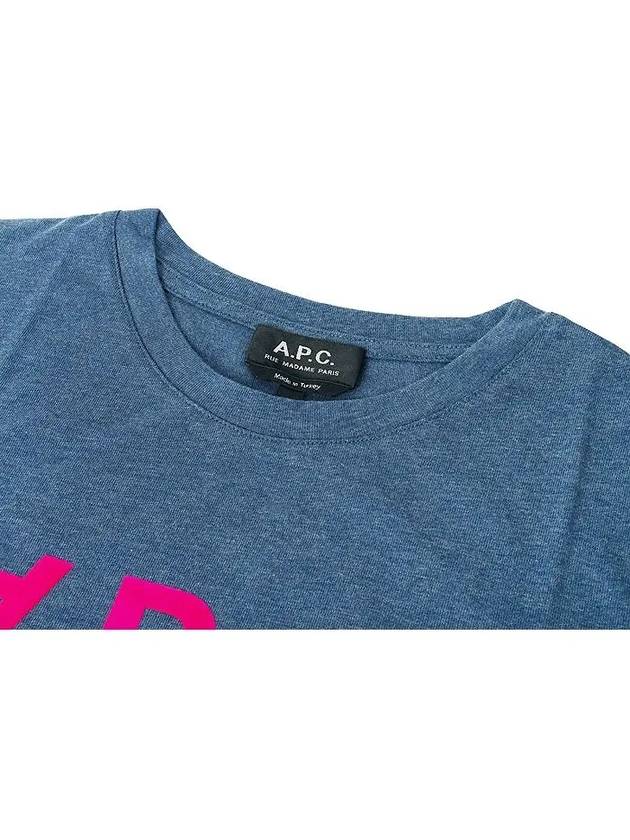 Women's Pink Logo Printing Short Sleeve T-Shirt Blue - A.P.C. - BALAAN 4