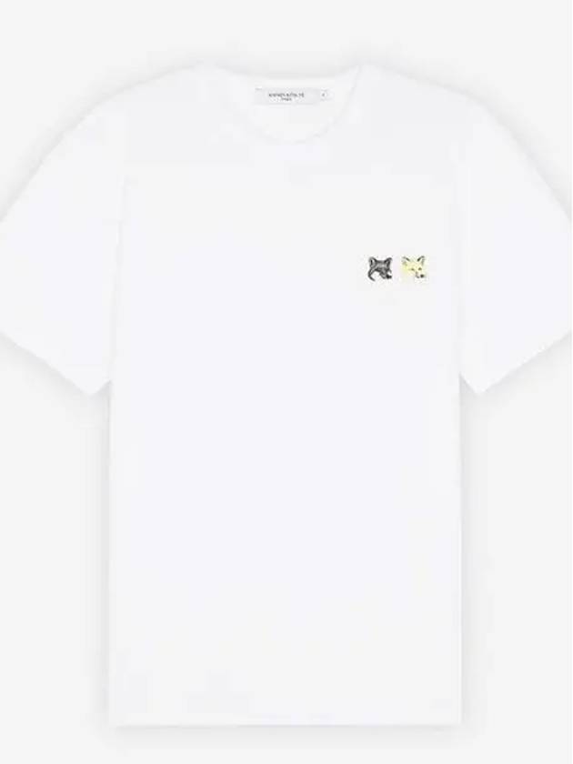 Double Monochrome Fox Head Patch Classic Short Sleeve T-Shirt White - MAISON KITSUNE - BALAAN 2