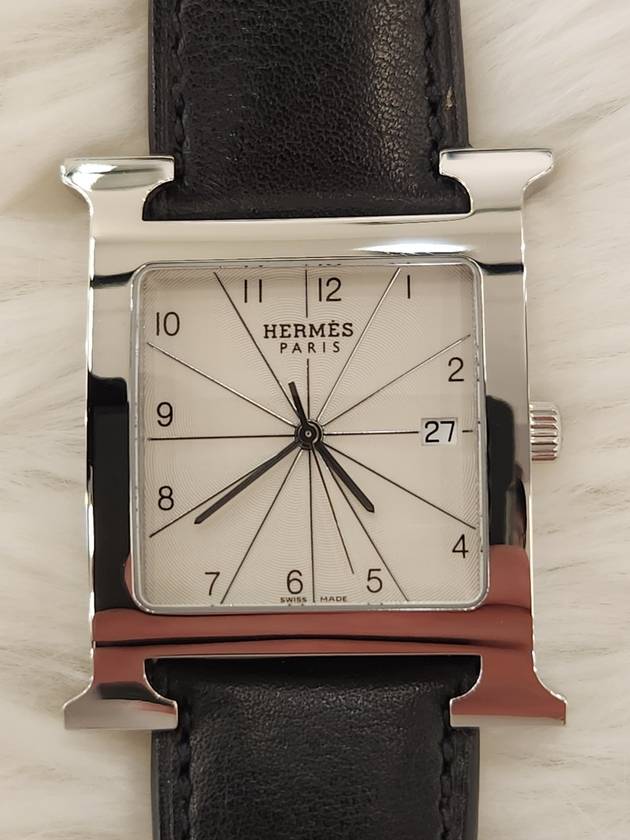 Women s H Hour Large Silver Plate 30mm M Engraved Condition A - HERMES - BALAAN 15