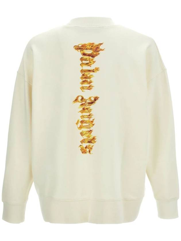 Palm Angels Burning Crew Neck Sweatshirt Off White - PALM ANGELS - BALAAN 3